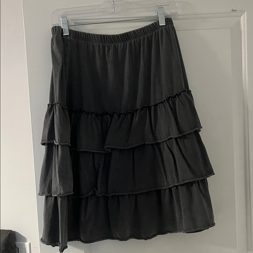 Yakira Bella Tiered Ruffle Skirt in Gray wash